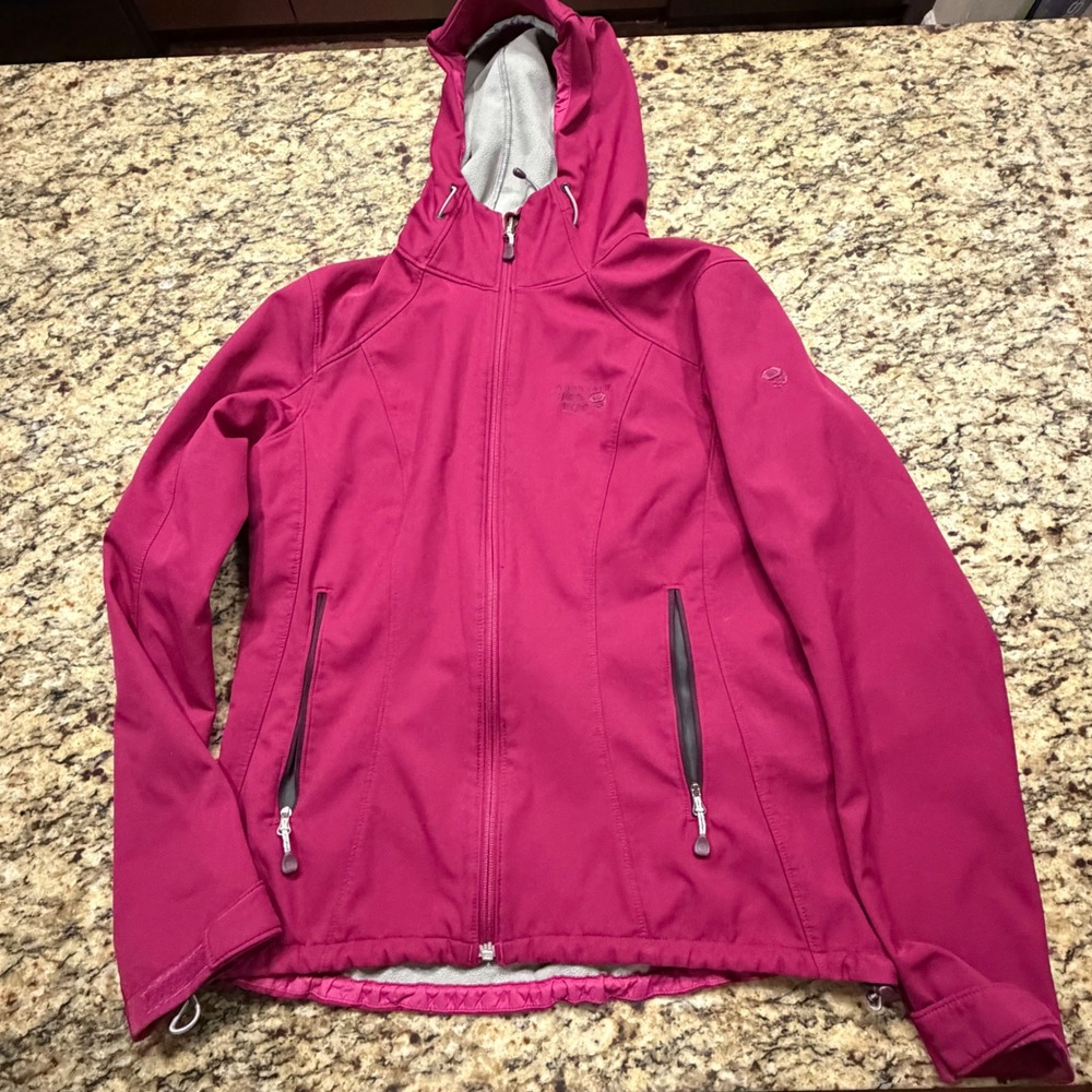 Mountain Hardwear Womens Magenta Pink Hooded Softshell Fleece Jacket Medium ws